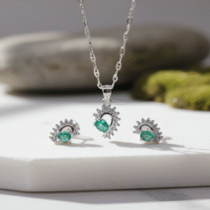 Set Aurora Verde con esmeraldas naturales