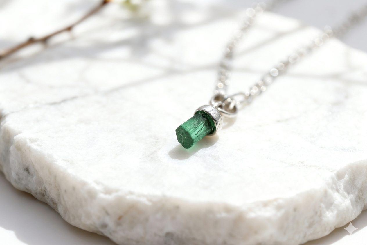 Dije canutillo mediano hombre con esmeralda natural