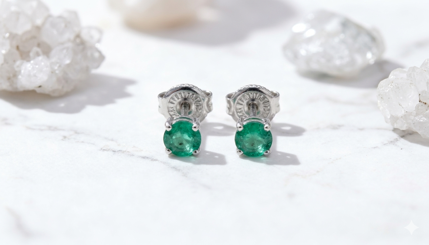 Topitos con esmeralda natural clara – luz y elegancia en su forma más pura